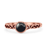 Celtic Style Round Thumb Ring Oxidized Statement Fashion Ring Band Lab Created Opal 925 Sterling Silver