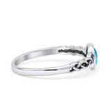 Celtic Style Round Thumb Ring Oxidized Statement Fashion Ring Band Lab Created Opal 925 Sterling Silver