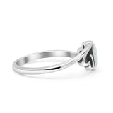 Heart Oval Thumb Ring Oxidized Statement Fashion Ring Band Lab Created Opal 925 Sterling Silver