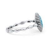 Oval Thumb Ring Oxidized Statement Fashion Ring Band Lab Created Opal 925 Sterling Silver