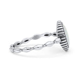 Oval Thumb Ring Oxidized Statement Fashion Ring Band Lab Created Opal 925 Sterling Silver