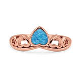 Hearts Statement Fashion Petite Dainty Rhodium Plated Thumb Ring Lab Created Opal Solid 925 Sterling Silver