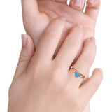 Hearts Statement Fashion Petite Dainty Rhodium Plated Thumb Ring Lab Created Opal Solid 925 Sterling Silver