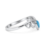 Hearts Statement Fashion Petite Dainty Rhodium Plated Thumb Ring Lab Created Opal Solid 925 Sterling Silver