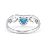 Hearts Statement Fashion Petite Dainty Rhodium Plated Thumb Ring Lab Created Opal Solid 925 Sterling Silver