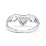 Hearts Statement Fashion Petite Dainty Rhodium Plated Thumb Ring Lab Created Opal Solid 925 Sterling Silver