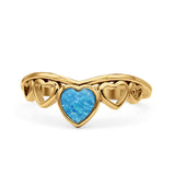 Hearts Statement Fashion Petite Dainty Rhodium Plated Thumb Ring Lab Created Opal Solid 925 Sterling Silver