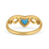 Hearts Statement Fashion Petite Dainty Rhodium Plated Thumb Ring Lab Created Opal Solid 925 Sterling Silver