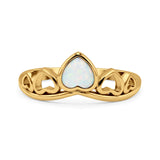 Hearts Statement Fashion Petite Dainty Rhodium Plated Thumb Ring Lab Created Opal Solid 925 Sterling Silver