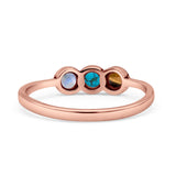 Three Stone Thumb Ring Oxidized Statement Fashion Ring Band Lab Created Opal 925 Sterling Silver