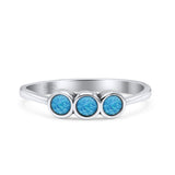 Three Stone Thumb Ring Oxidized Statement Fashion Ring Band Lab Created Opal 925 Sterling Silver