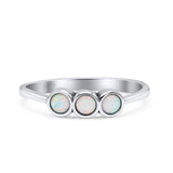 Three Stone Thumb Ring Oxidized Statement Fashion Ring Band Lab Created Opal 925 Sterling Silver