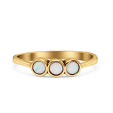 Three Stone Thumb Ring Oxidized Statement Fashion Ring Band Lab Created Opal 925 Sterling Silver