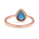 Teardrop Pear Oxidized Petite Dainty Thumb Ring Lab Created Opal Statement Fashion Ring 925 Sterling Silver