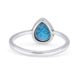 Teardrop Pear Oxidized Petite Dainty Thumb Ring Lab Created Opal Statement Fashion Ring 925 Sterling Silver