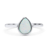 Teardrop Pear Oxidized Petite Dainty Thumb Ring Lab Created Opal Statement Fashion Ring 925 Sterling Silver