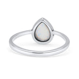 Teardrop Pear Oxidized Petite Dainty Thumb Ring Lab Created Opal Statement Fashion Ring 925 Sterling Silver