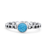 Infinity Oxidized Round Thumb Ring Lab Created Opal Statement Fashion Ring 925 Sterling Silver