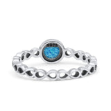 Infinity Oxidized Round Thumb Ring Lab Created Opal Statement Fashion Ring 925 Sterling Silver