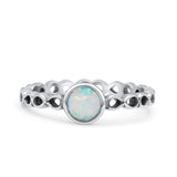 Infinity Oxidized Round Thumb Ring Lab Created Opal Statement Fashion Ring 925 Sterling Silver