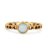 Infinity Oxidized Round Thumb Ring Lab Created Opal Statement Fashion Ring 925 Sterling Silver