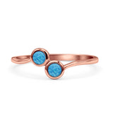 Thumb Ring Round Oxidized  Lab Created Opal 925 Sterling Silver