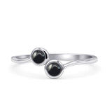 Thumb Ring Round Oxidized  Lab Created Opal 925 Sterling Silver
