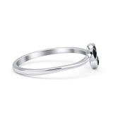 Thumb Ring Round Oxidized  Lab Created Opal 925 Sterling Silver