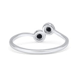 Thumb Ring Round Oxidized  Lab Created Opal 925 Sterling Silver