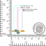 Thumb Ring Round Oxidized  Lab Created Opal 925 Sterling Silver