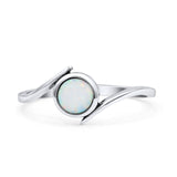 Thumb Ring Round Oxidized Statement Fashion Ring Band Lab Created Opal 925 Sterling Silver