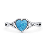 Infinity Shank Heart Promise Thumb Ring Oxidized Statement Fashion Ring Band Lab Created Opal 925 Sterling Silver