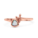 Heart & Cross Thumb Ring Oxidized Statement Fashion Ring Band Lab Created Opal 925 Sterling Silver
