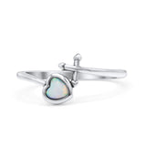 Heart & Cross Thumb Ring Oxidized Statement Fashion Ring Band Lab Created Opal 925 Sterling Silver