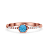 Round Statement Fashion Petite Dainty Rhodium Plated Thumb Ring Lab Created Opal Solid 925 Sterling Silver