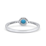 Round Statement Fashion Petite Dainty Rhodium Plated Thumb Ring Lab Created Opal Solid 925 Sterling Silver