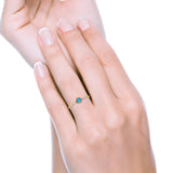 Round Statement Fashion Petite Dainty Rhodium Plated Thumb Ring Lab Created Opal Solid 925 Sterling Silver