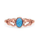 Swirl Filigree Hearts Oval Petite Dainty Thumb Ring Lab Created Opal Statement Fashion Ring 925 Sterling Silver