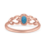 Swirl Filigree Hearts Oval Petite Dainty Thumb Ring Lab Created Opal Statement Fashion Ring 925 Sterling Silver