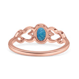 Swirl Filigree Hearts Oval Petite Dainty Thumb Ring Lab Created Opal Statement Fashion Ring 925 Sterling Silver