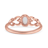 Swirl Filigree Hearts Oval Petite Dainty Thumb Ring Lab Created Opal Statement Fashion Ring 925 Sterling Silver