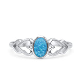 Swirl Filigree Hearts Oval Petite Dainty Thumb Ring Lab Created Opal Statement Fashion Ring 925 Sterling Silver