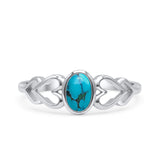 Swirl Filigree Hearts Oval Petite Dainty Thumb Ring Lab Created Opal Statement Fashion Ring 925 Sterling Silver