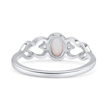 Swirl Filigree Hearts Oval Petite Dainty Thumb Ring Lab Created Opal Statement Fashion Ring 925 Sterling Silver