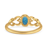 Swirl Filigree Hearts Oval Petite Dainty Thumb Ring Lab Created Opal Statement Fashion Ring 925 Sterling Silver