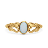 Swirl Filigree Hearts Oval Petite Dainty Thumb Ring Lab Created Opal Statement Fashion Ring 925 Sterling Silver