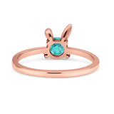 Art Deco Bunny Rabbit Round Thumb Ring Fashion Oxidized Lab Created Opal Solid 925 Sterling Silver