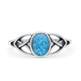 Oval Art Deco Celtic Band Petite Dainty Thumb Ring Lab Created Opal Statement Fashion Ring 925 Sterling Silver