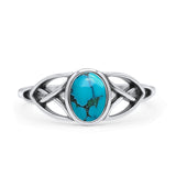 Oval Art Deco Celtic Band Petite Dainty Thumb Ring Lab Created Opal Statement Fashion Ring 925 Sterling Silver