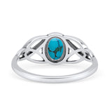Oval Art Deco Celtic Band Petite Dainty Thumb Ring Lab Created Opal Statement Fashion Ring 925 Sterling Silver